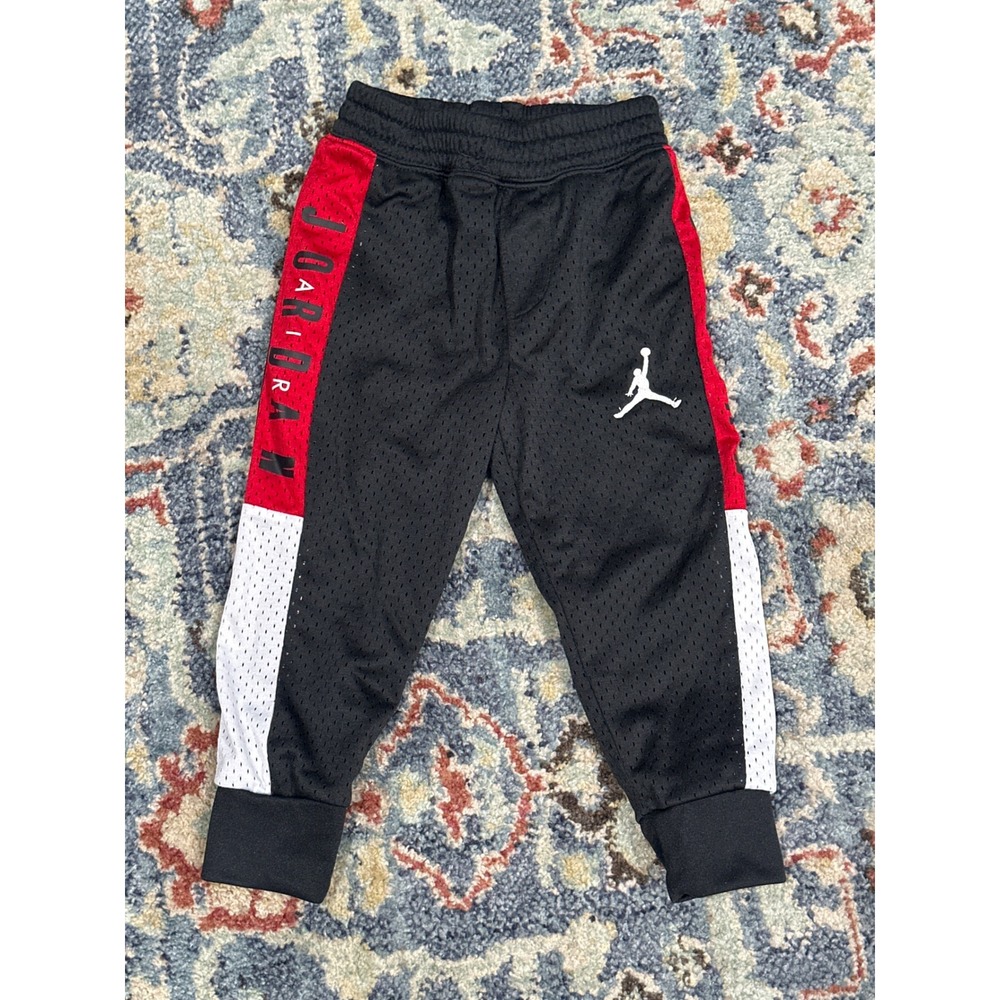 Jordan Mesh Joggers Boys 2T Black Red‎ White Jumpman Colorblock